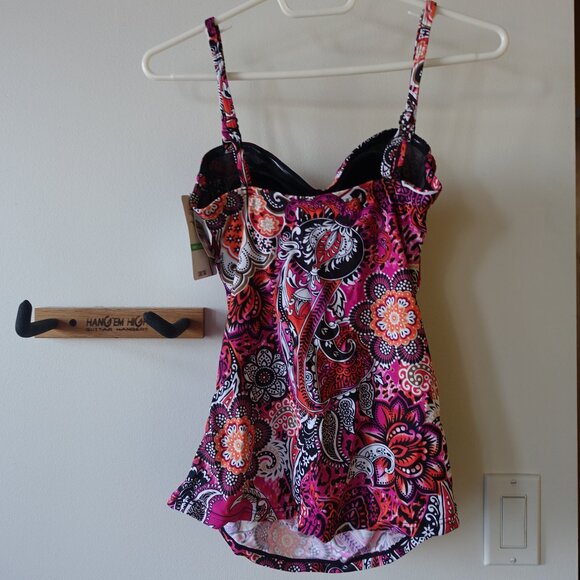 Christina tankini twist-front tummy ruched paisley print swimwear swim 6 XS - Picture 2 of 15